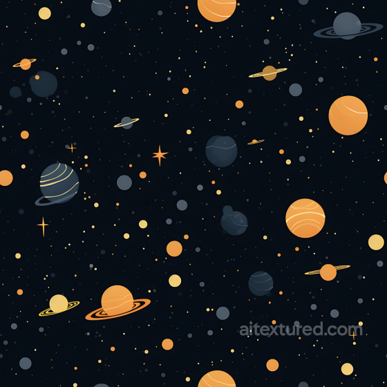 Space PBR Texture with Cartoon Planets and Stars Star, space, planets texture preview