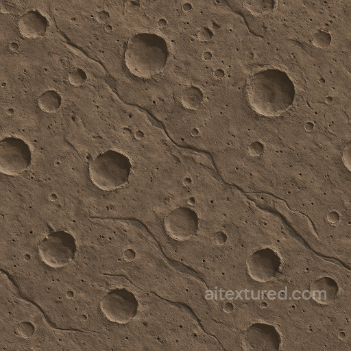 Rocky Planet Cratered Surface With Basaltic Rock Detail seamless Star, space, planets PBR texture