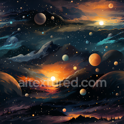 seamless Seamless 3D PBR Space Texture with Cosmic Nebula, Planets, and Starfield texture 8k free download PBR