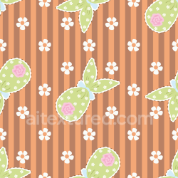 seamless Seamless 3D PBR Texture Featuring Orange Stripes and Floral Bunny Motifs texture 8k free download PBR