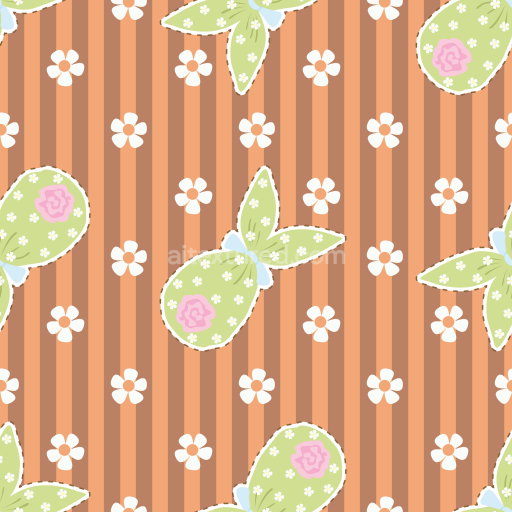 Seamless 3D PBR Texture Featuring Floral Bunny and Striped Digital Paper Pattern