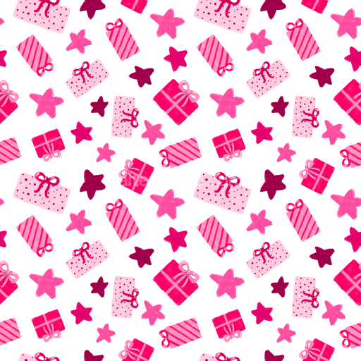 Seamless 3D PBR Texture with Pink Holiday Gift Boxes and Stars Pattern