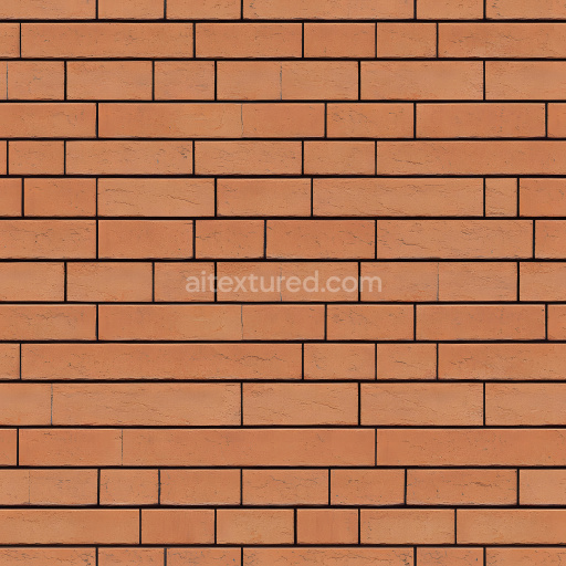 Seamless 3D cracked brick wall PBR texture with uniform orange-red bricks and subtle fractures