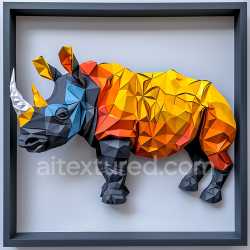 seamless Seamless 3D PBR Texture of Black Rhinoceros in Origami Geometric Style with Bold Color Gradient texture 8k free download PBR