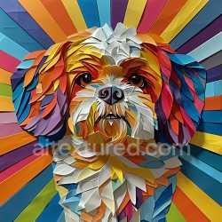 seamless Seamless 3D PBR Texture of Colorful Origami-Style Bolognese Dog Fur texture 8k free download PBR