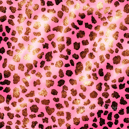Leopard Print Fabric Texture with Pink Glossy Base and Metallic Spots seamless Leopard Print PBR texture