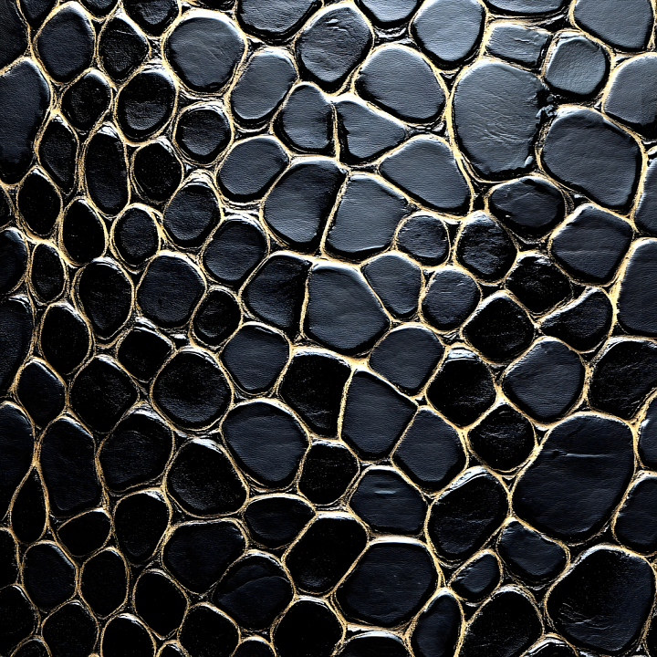 Reptilian Skin Featuring Glossy Black Scales With Natural Creases seamless PBR texture preview