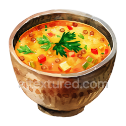 seamless Colorful Lentil Soup in Rustic Bowl Breakfast Illustration texture 8k free download PBR