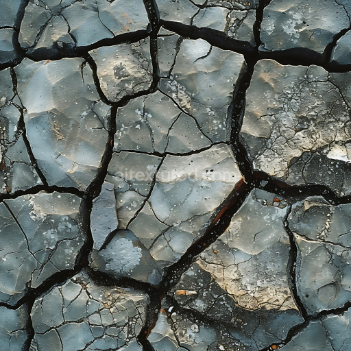 Seamless 3D PBR Cracked Asphalt Texture with Jagged Deep Fractures and Weathered Surface