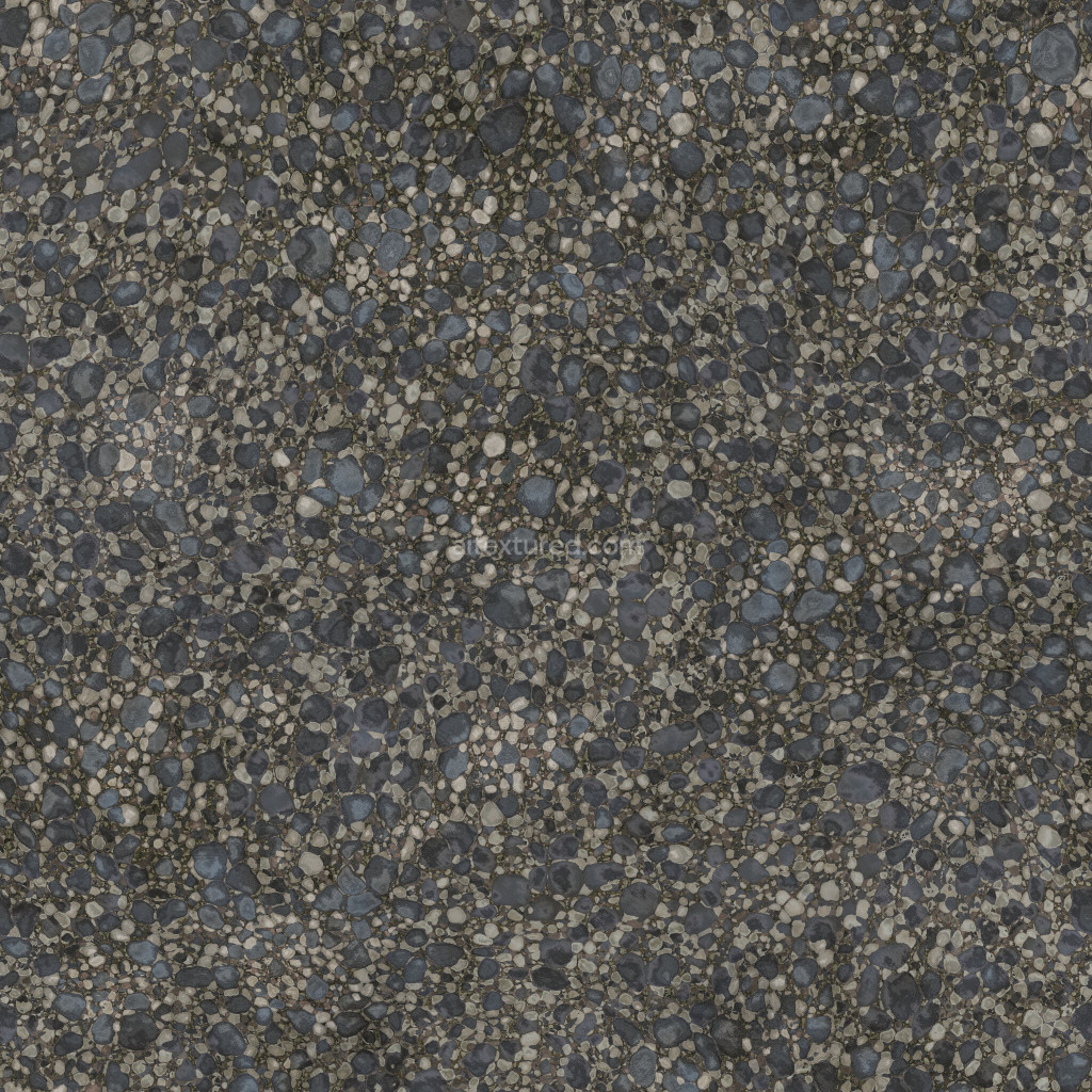 Seamless gravel texture with dark pebbles and stones