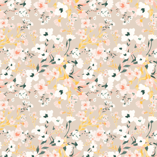 Wild Flower Pattern Fabric Texture in Soft Beige and Pastels seamless Wild Flower PBR texture