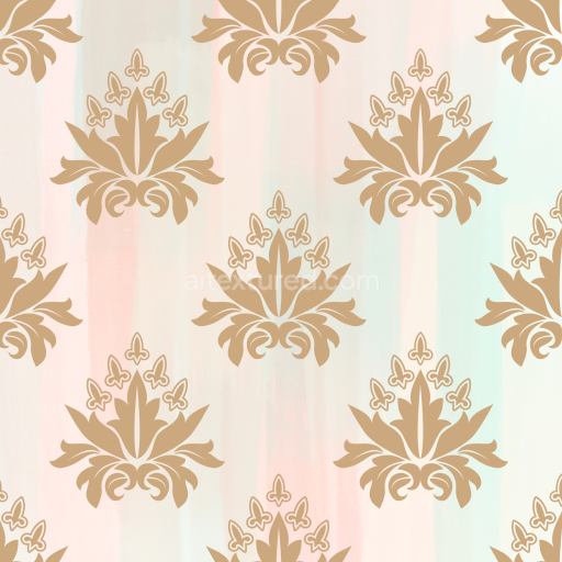 Seamless 3D PBR Retro Paisley Fabric Texture with Soft Beige Ornament on Pastel Background