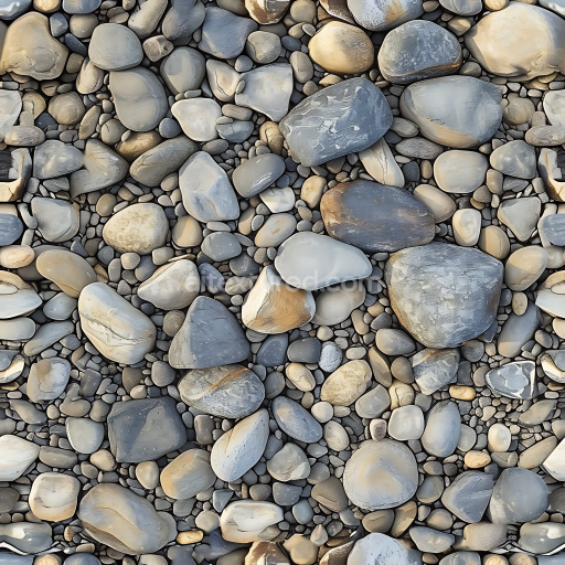 Preview — Seamless 3D PBR Texture of Smooth Rounded Pebble Ground in Muted Earth Tones