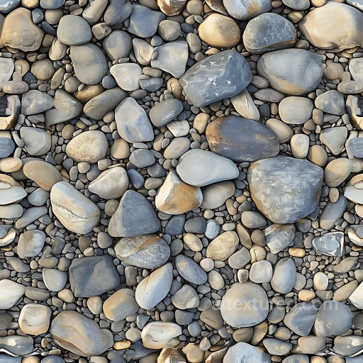 Stone Texture of Smooth Rounded Pebble Ground in Muted Earth Tones seamless Stone PBR texture