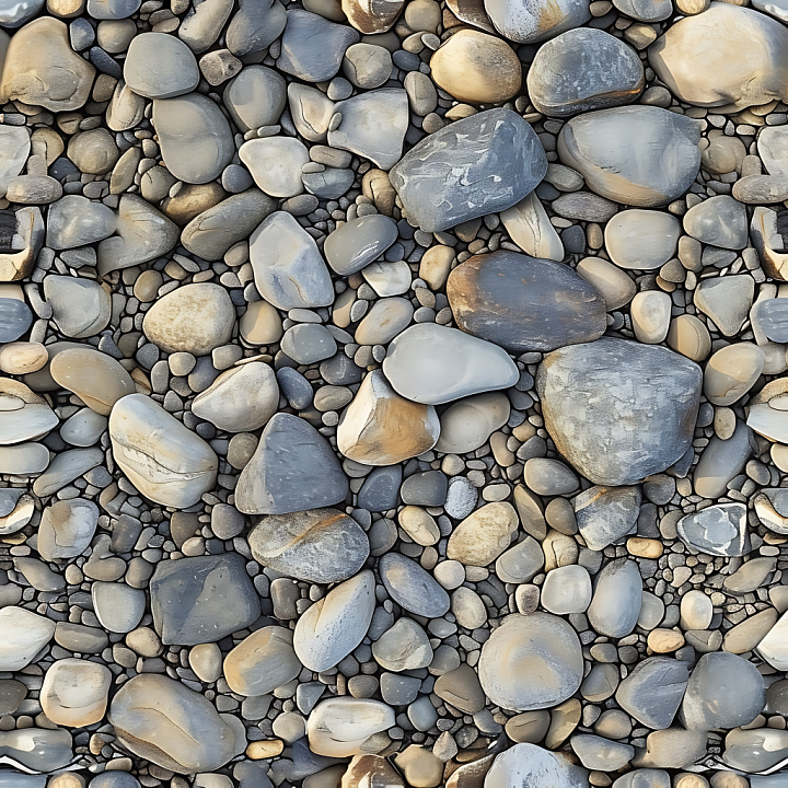 Stone of Smooth Rounded Pebble Ground in Muted Earth Tones seamless PBR texture preview