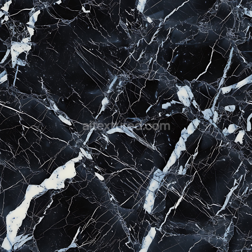 Seamless 3D Black Marble PBR Texture with Striking White Veins