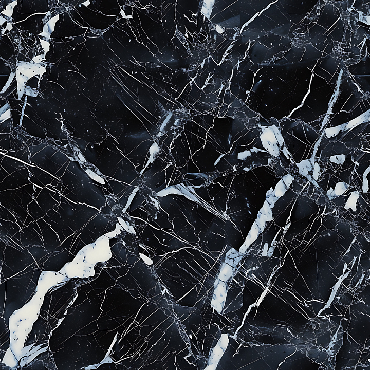 Black Marble with Striking White Veins seamless PBR texture preview