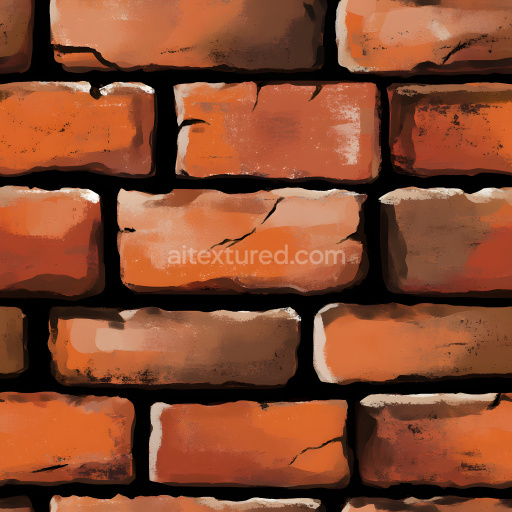 Seamless 3D Cracked Red Brick Wall PBR Texture with Weathered Details