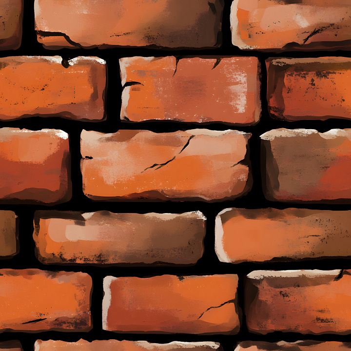 Cracked Red Brick Wall with Weathered Details seamless PBR texture preview