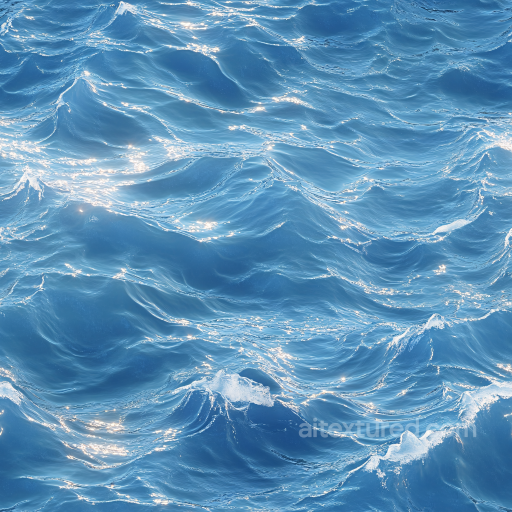 Water Texture of Realistic Ocean Surface with Soft Waves and Sun Highlights seamless Water PBR texture
