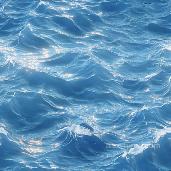 Water Texture of Realistic Ocean Surface with Soft Waves and Sun Highlights Water texture preview