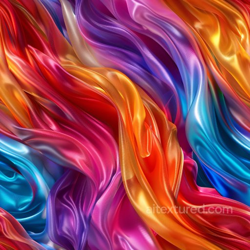 Seamless 3D PBR Texture of Glossy Colorful Satin Fabric Folds texture preview
