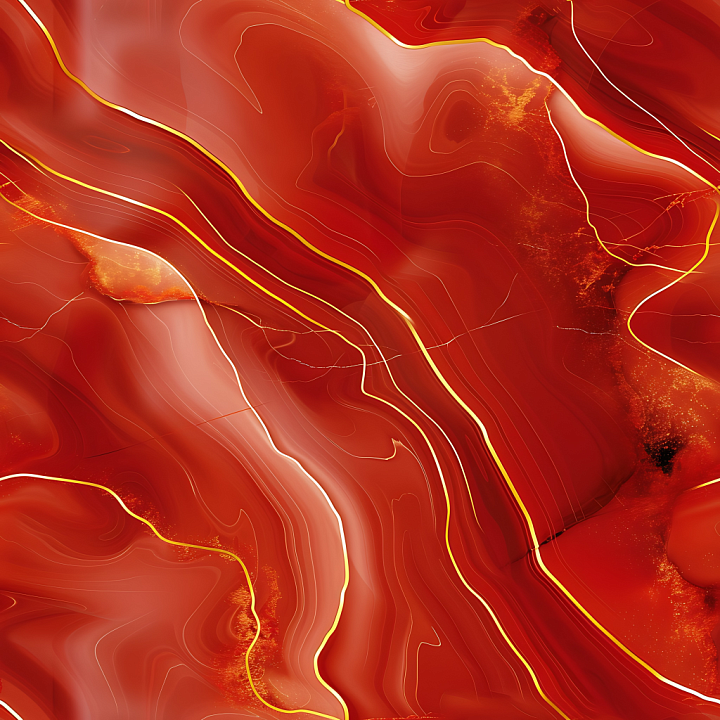 Glossy Red Marble with Elegant Gold Vein Swirls seamless PBR texture preview