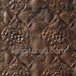 seamless Seamless 3D Quilted Brown Leather PBR Texture Featuring Floral Embossed Stitching texture 8k free download PBR