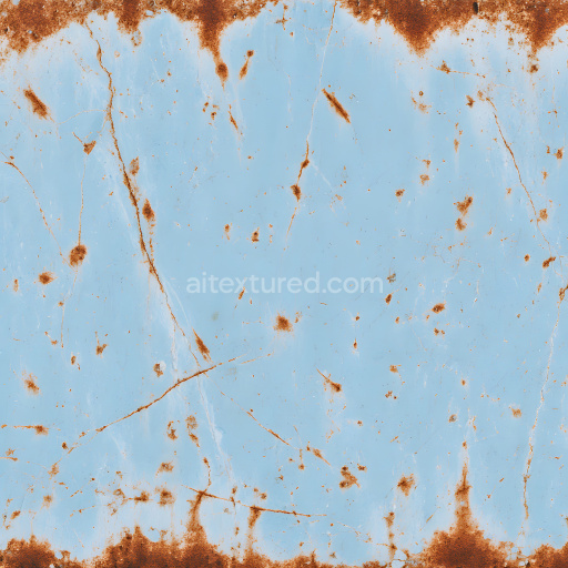 Seamless 3D Rusty Metal Cracked and Pitted PBR Texture in Blue and Orange