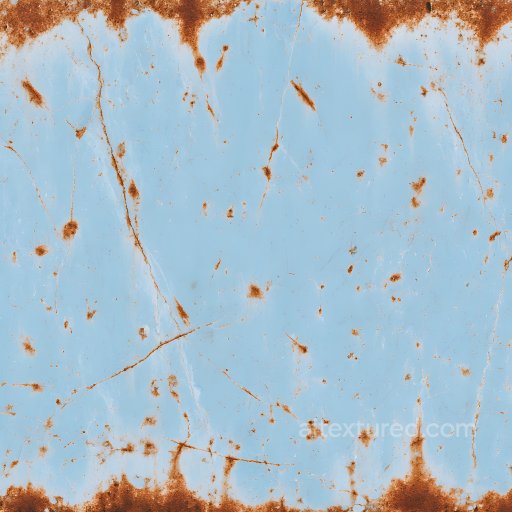 Rusty Metal Cracked and Pitted PBR Texture in Blue and Orange seamless Rust PBR texture