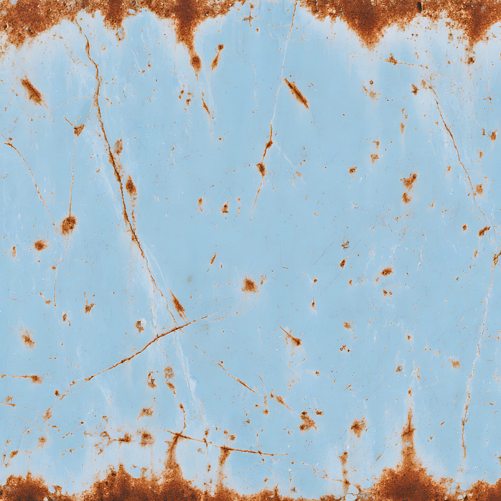 Rusty Metal Cracked and Pitted in Blue and Orange seamless PBR texture preview
