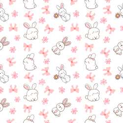 Pattern Bundle - Seamless 3D Pattern PBR Texture Featuring Cute Bunny Motifs with Soft Pink Floral Elements texture preview