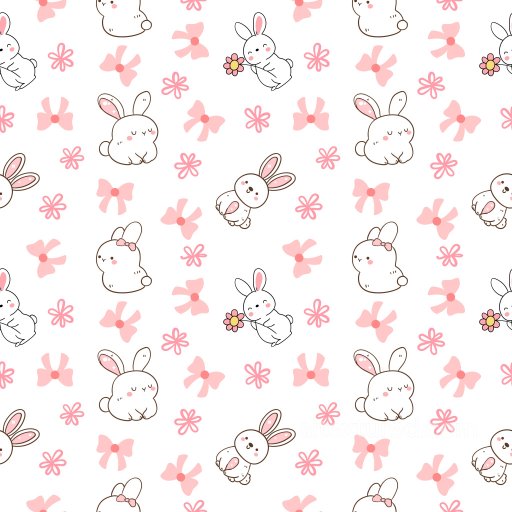 Pattern PBR Texture Featuring Cute Bunny Motifs with Soft Pink Floral Elements seamless Pattern Bundle PBR texture