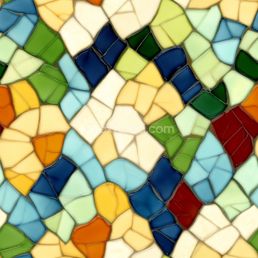 Seamless 3D colorful ceramic mosaic PBR texture featuring irregular glossy tiles texture preview
