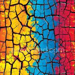 seamless Seamless 3D Cracked Paint & Hole PBR Texture with Yellow, Blue, and Red Fractured Patterns texture 8k free download PBR