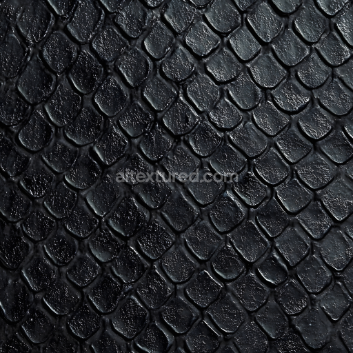 Seamless 3D PBR texture of detailed black reptilian scaled skin