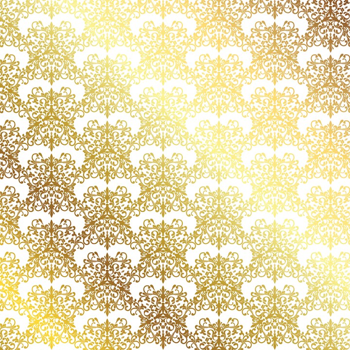 with Ornamental White and Gold Damask Pattern seamless PBR texture preview