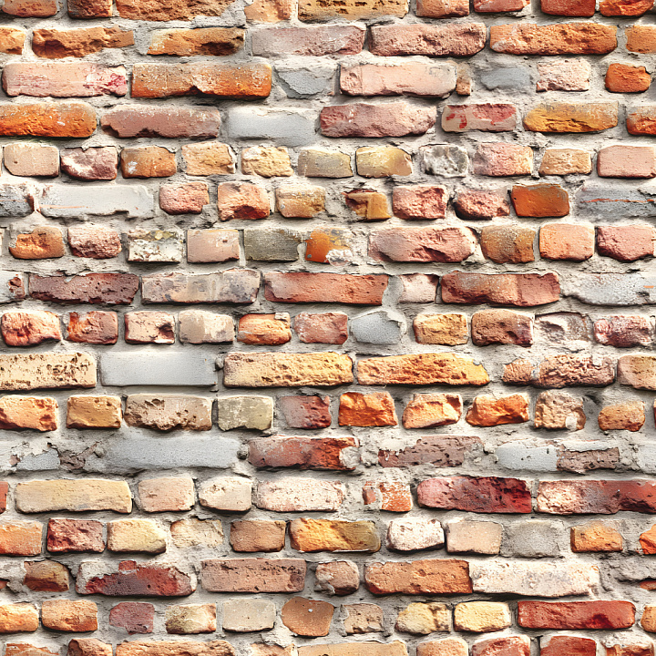 Cracked Brick Wall with Weathered Color Variation and Rough Surface seamless PBR texture preview