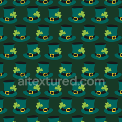 seamless Seamless 3D PBR Texture with Green Leprechaun Hat and Shamrock Pattern texture 8k free download PBR