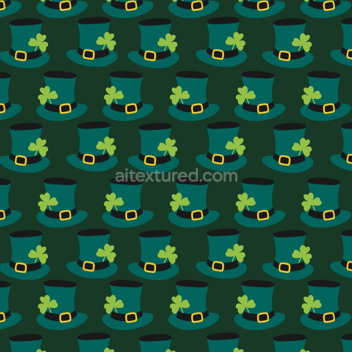 Seamless 3D PBR Texture with Green Leprechaun Hat and Shamrock Pattern
