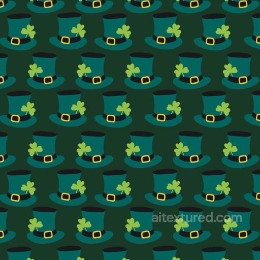 with Green Leprechaun Hat and Shamrock Pattern seamless St patrick PBR texture