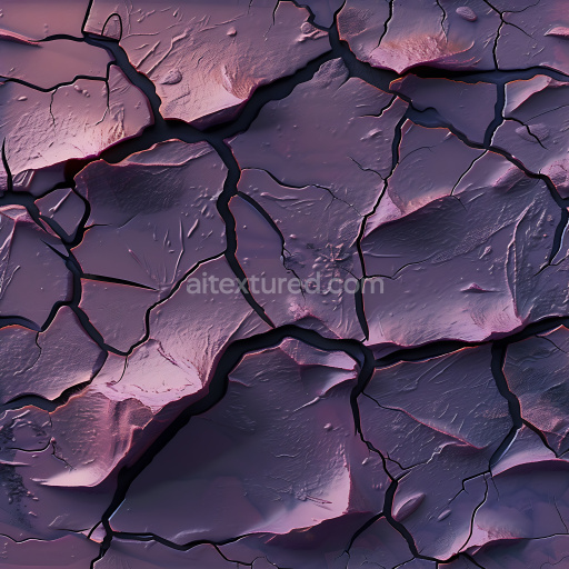 Seamless 3D cracked dry earth holes PBR texture in purple hues