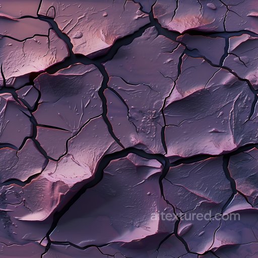 cracked dry earth holes PBR texture in purple hues seamless Cracked & Holes PBR texture