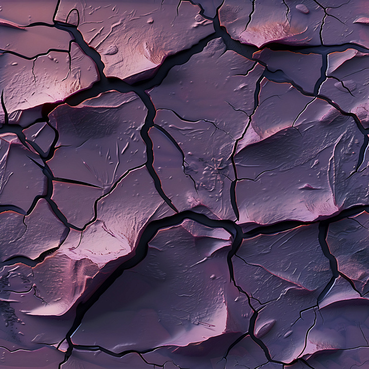 Cracked Dry Earth Holes In Purple Hues seamless PBR texture preview