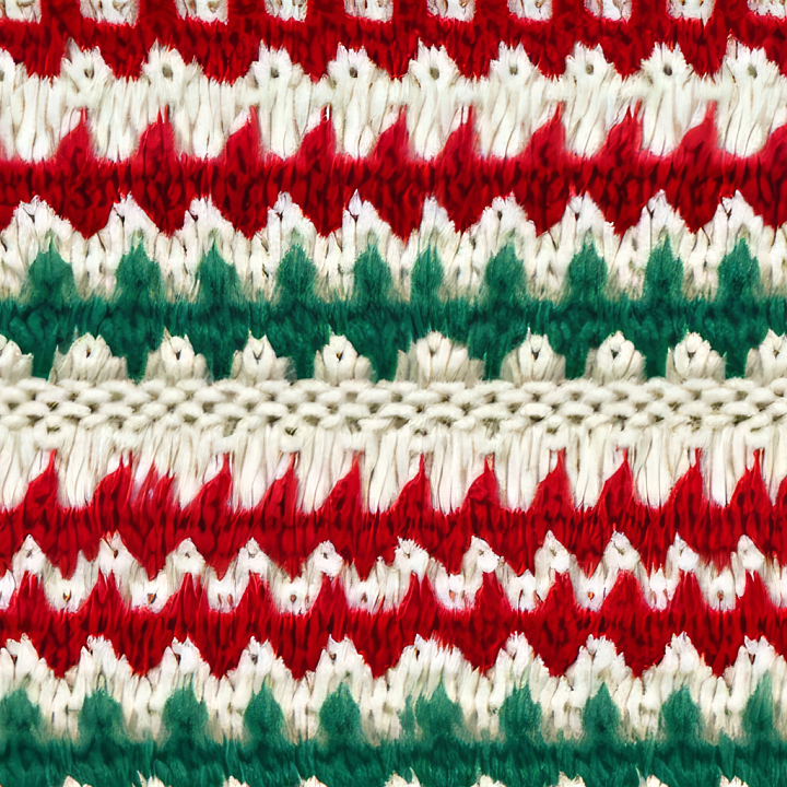 Knitted Christmas Fabric with Red, Green and White Zigzag Pattern seamless PBR texture preview
