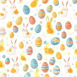 seamless Seamless 3D PBR Texture with Colorful Easter Eggs and Cute Bunnies texture 8k free download PBR