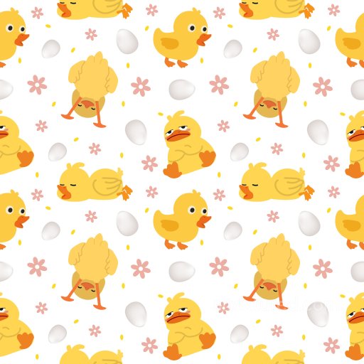 Pattern PBR Texture Featuring Playful Cartoon Ducks, Eggs, and Pink Flowers seamless Pattern Bundle PBR texture
