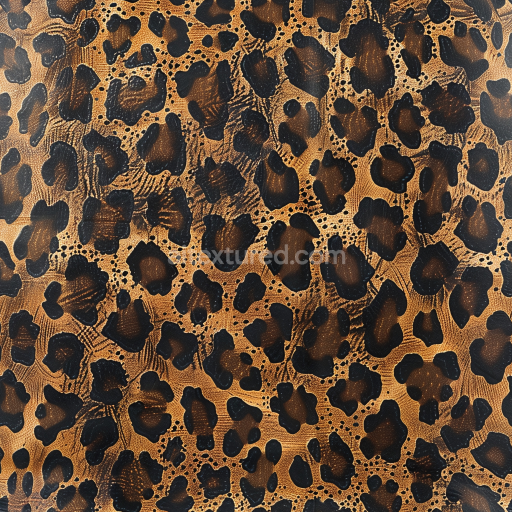 Seamless 3D PBR Leopard Print Brown Leather Texture with Detailed Grain and Glossy Finish