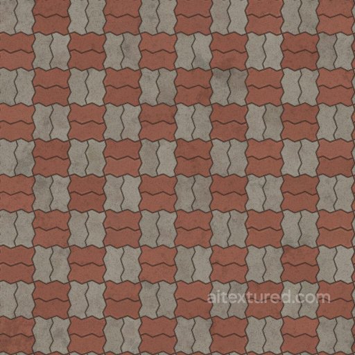Zigzag Unipaver Blocks in Basketweave with Alternating Colours | Free PBR seamless Brick PBR texture
