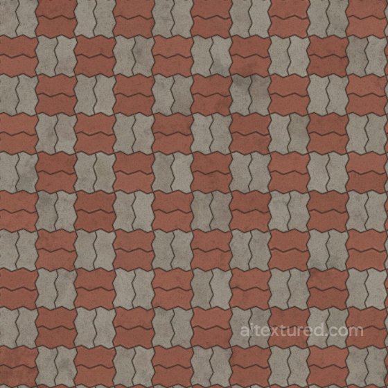 Zigzag Unipaver Blocks in Basketweave with Alternating Colours | Free PBR Brick texture preview